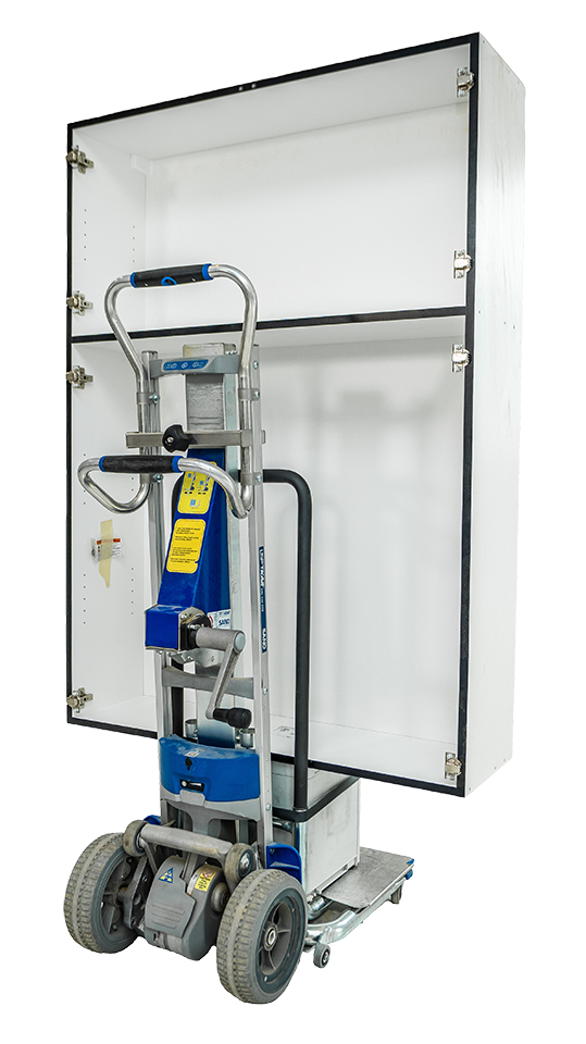 LiftKar Cabinet Pro with a cabinet on the lifting attachment