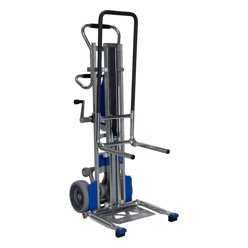 LiftKar Cabinet Pro powered stairclimber with lifting attachment, studio cutout